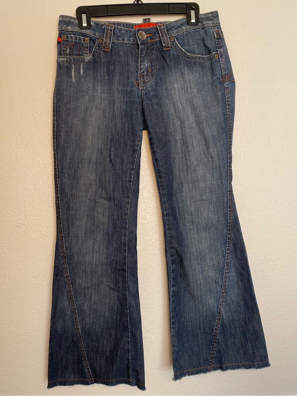 EUC Y2K Level 99 Flare Jeans | Dark Wash | Raw Hem | Petite Size 27
